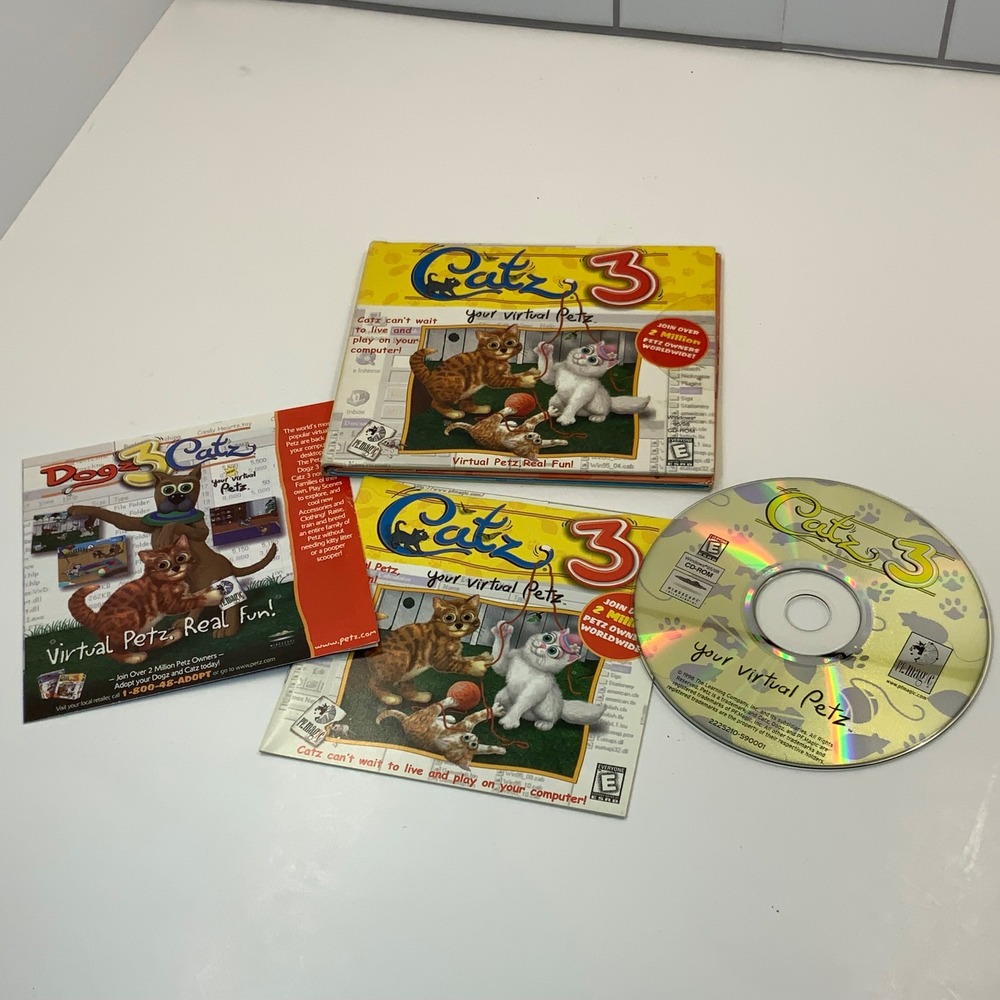 Catz 3 Your Virtual Petz PC CD-ROM 1998 PF Magic Mindscape Vintage Retro Game